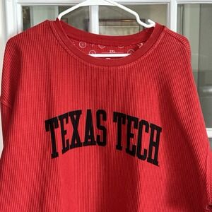 Texas Tech Red Raiders Ribbed Corded Sweatshirt Pressbox 2XL Oversized Comfy